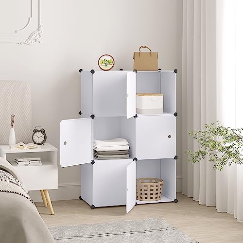 Woltu Armoire de rangement modulaire avec porte - Blanc - 96 x 30 x 96 cm - 6 compartiments