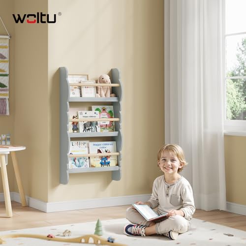 Étagère murale pour enfants Woltu à 3 niveaux gris