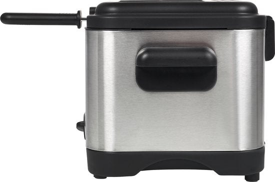 Princess Mini Fryer 182612 - 1,5 litre - Thermostat réglable - Filtre anti-odeurs - Fenêtre de visualisation - Compacte - Convient pour le camping - 1000W - acier inoxydable brossé