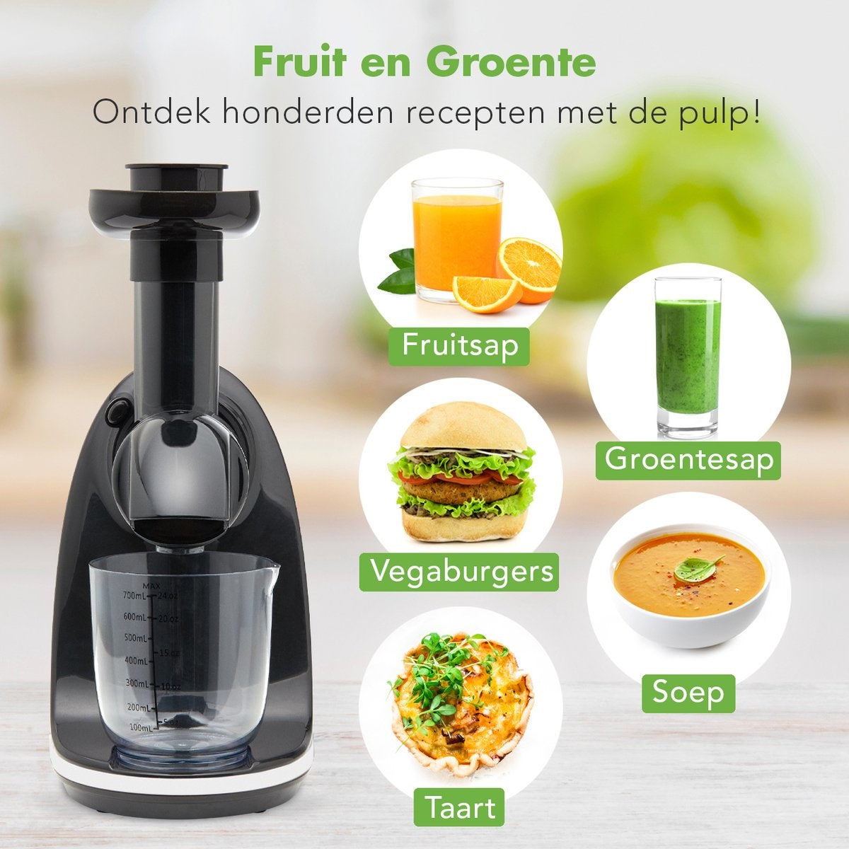 KitchenBrothers Slowjuicer - Presse-agrumes - 700ml - Blanc