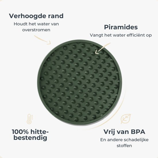 Sous-verres en silicone Castagnola – Sous-verres pour verres – Sous-verres design avec support – Lot de sous-verres – Antidérapants – Lot de 6 – Vert