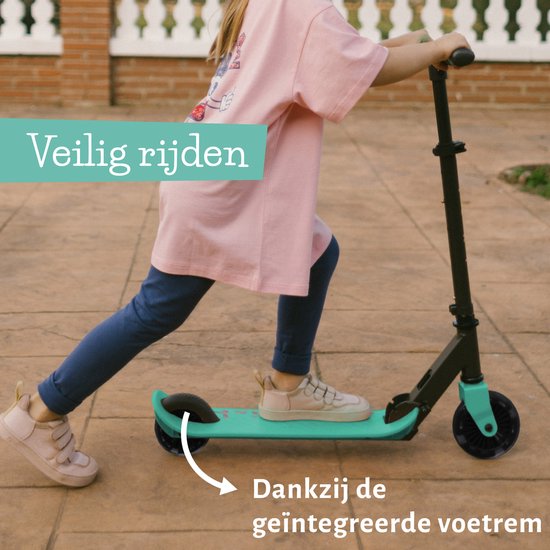 Trottinette Chillafish pour garçons et filles à partir de 5 ans avec frein au pied - Bleu Vert - Trottinette avec guidon réglable - Pliable et légère, équipée de roues ABEC-5 - Modèle Flexxi