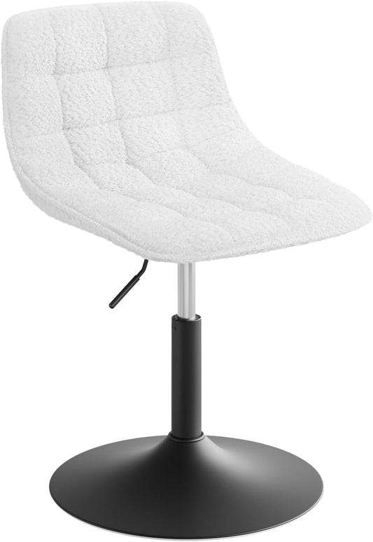 Woltu Chaise longue réglable en chenille avec dossier - pivotante - blanche - 42,5 x 35 x 72 cm
