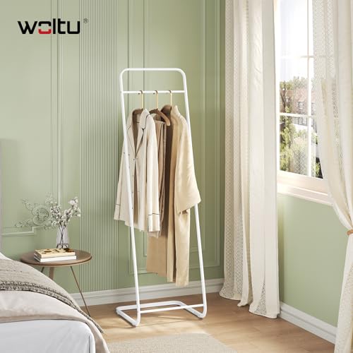 Porte-vêtements Woltu avec cadre en métal blanc 40 x 40 x 140 cm
