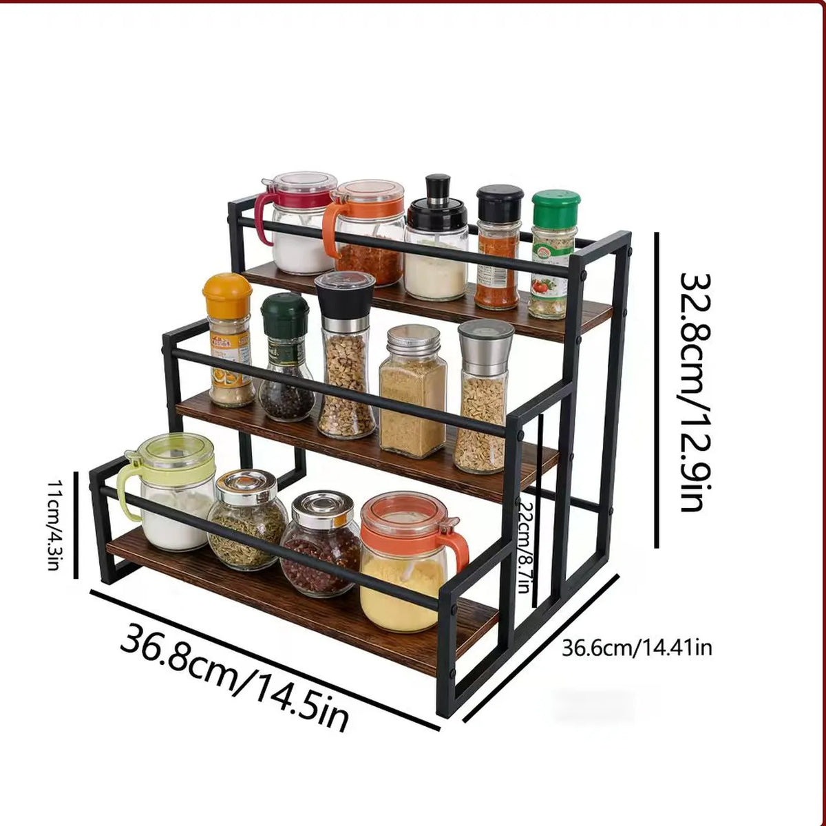 SRD : Support de table à plusieurs étages pour sirops et épices, lot de 2 – Noir – Métal