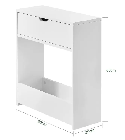 SoBuy Meuble de toilette avec porte-rouleau - 60x20x55 cm - Max. 20KG - Blanc