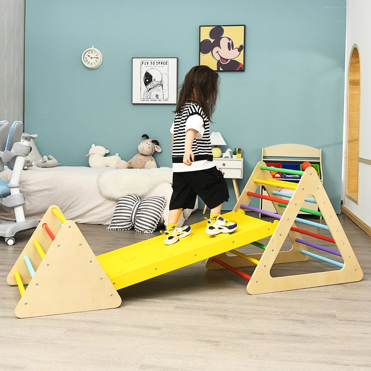 Coast 3-in-1 jouets d'escalade pour enfants - coloré - Grande échelle triangulaire 79.5x59.5x70 cm, Petite échelle triangulaire 59.5x51x45 cm, Rampe d'escalade 110x48x7.5 cm