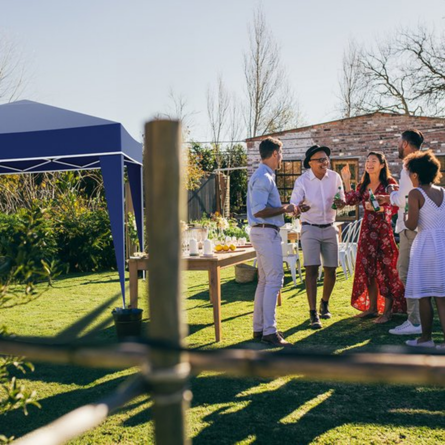 Tonnelle de jardin - LifeGoods - 3x3 m - Pavillon - Pliable - Imperméable - Avec sac de transport - Bleu