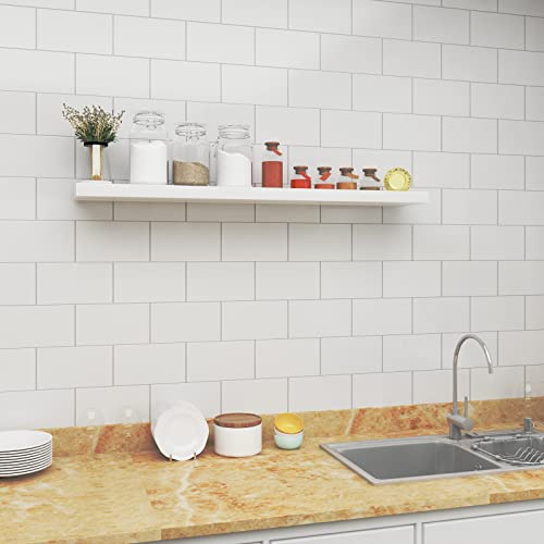 Woltu Volato Étagère murale flottante blanc brillant - Bois - 110 x 23 x 3,8 cm