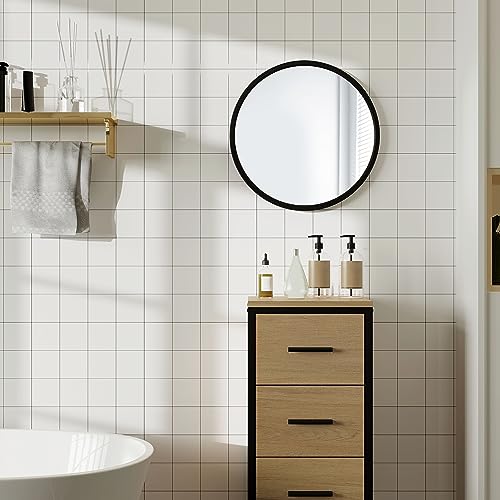 Woltu Miroir de salle de bain rond noir 40 cm - Métal inoxydable, reflets clairs