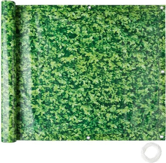 tectake® - Brise-vue pour balcons feuilles vertes - 90 cm - 6 mètres - 402711