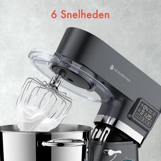 KitchenBrothers Robot de cuisine - Affichage et minuterie - Robot de cuisine - 6L - 1400W - Anthracite