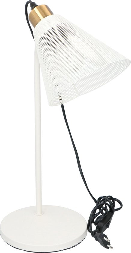 Lampe de table Grundig de luxe - Raccord E27 - 30cm - Blanc - Avec interrupteur marche/arrêt - Un éclairage élégant pour votre intérieur