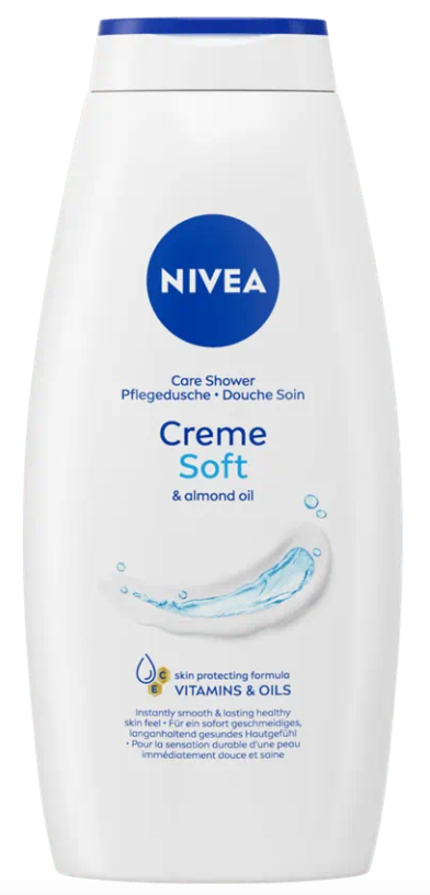 NIVEA Creme Soft Shower Cream 750 ml - Hydratant, huile d'amande, pour une peau douce, flacon transparent