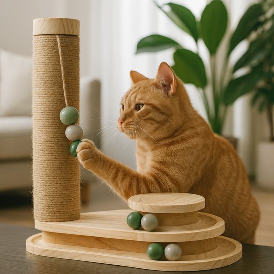By Cee Cee Scratching Post - griffoir pour chat - griffoir pour chat - jouet en bois pour chat - idéal pour plusieurs chats - 38x24.5x47.5cm - Noa