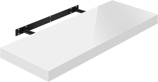 Woltu Volato Étagère murale flottante - Blanc brillant - 120 x 22,9 x 3,8 cm