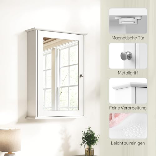 eSituro Armoire de toilette avec portes - MDF blanc laqué - 42 x 58,5 x 12 cm