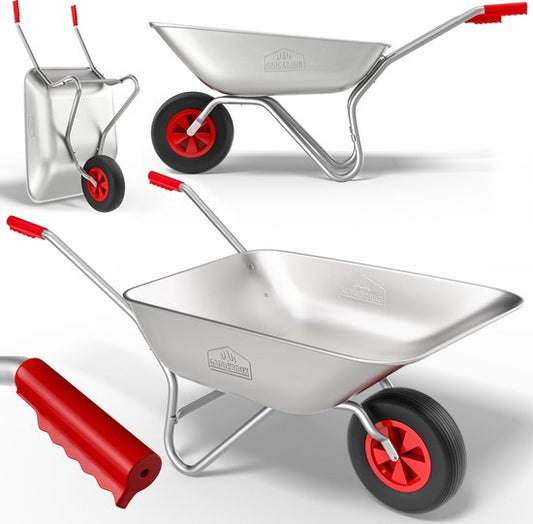 Brouette Gardebruk 80 litres - Capacité de charge 100 kg - Silver