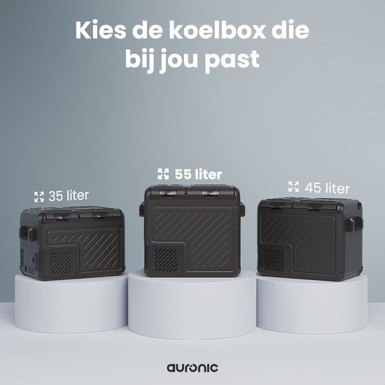 Auronic Electric Cool Box - Compresseur - Deux zones - 12V 230 Volt - Voiture - 55L - Frigobox - Noir/Gris