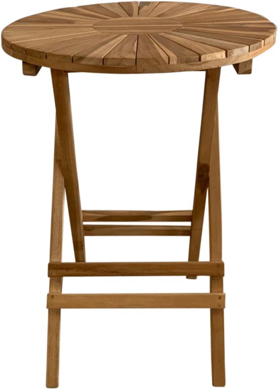 Table de jardin ronde AXI Gia en teck – 60 x 60 x 75 cm – Pliable – Table pliante ronde – Table de jardin en bois – Marron – Pour 2 personnes – Pour le jardin, la terrasse et le balcon