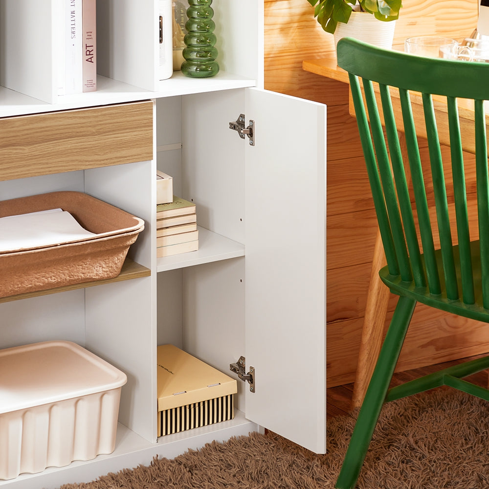 SoBuy STR11-WN bibliothèque blanche compacte avec tiroir et rangement, 72 x 30 x 110 cm