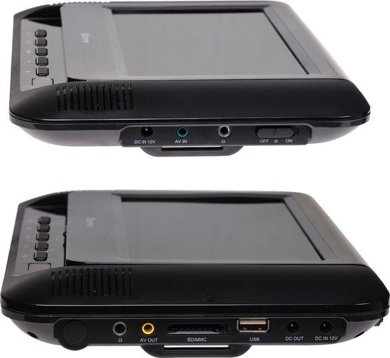 Lecteur DVD Portable Voiture - Denver - 7 pouces - 2 écrans - Sangles de fixation incl. - Noir