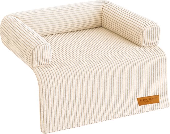 By Cee Cee Original Dog Rug Bench - Panier pour chien - Premium - Entièrement zippé - Tissu côtelé - Beige - 90x90 - Taille M