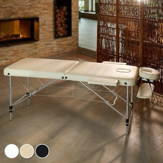 Table de massage 2 zones - matelas 4 cm - alu - blanc - 402788
