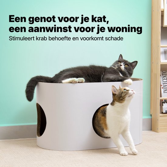 Jake and Jacky Scratching Cardboard for Cats - Maison pour chat en carton - Scratching Post en carton - Panier à gratter - Planche à gratter - Meuble à gratter - Tapis à gratter en carton - Panier pour chat - Lit pour chat - 60x34x34cm