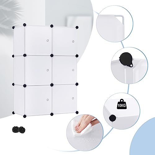 Woltu Armoire de rangement modulaire avec porte - Blanc - 96 x 30 x 96 cm - 6 compartiments