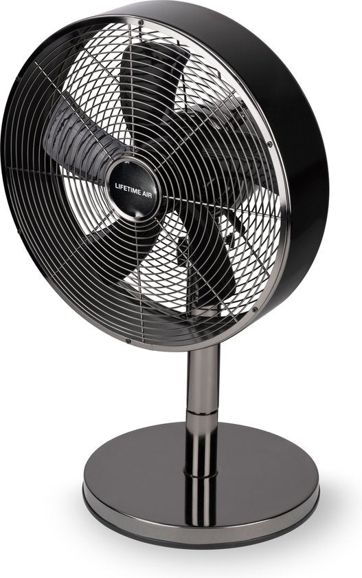 Ventilateur de table Lifetime Air - 230V - Ventilateur de bureau 30CM - 3 vitesses - Fonction oscillante - Inclinaison - Noir