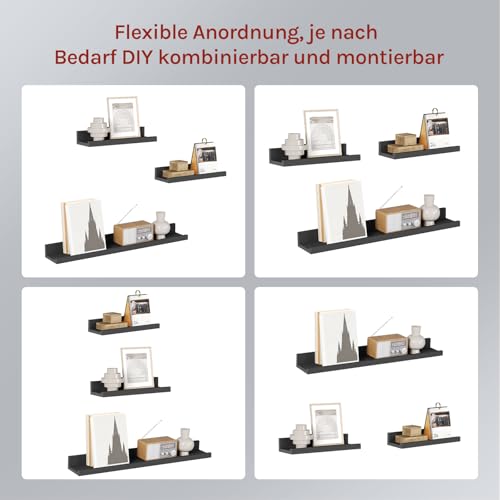 Woltu Wall Shelf Set 3-piece Black - 2x 30x5x10 cm, 1x 60x5x10 cm