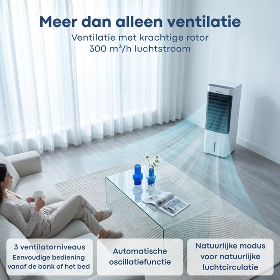 Aironex Aircooler / Refroidisseur d'air – Avec éléments de refroidissement, réservoir d'eau de 5 L, télécommande, minuterie et écran LED – Pour un rafraîchissement agréable – Ce n'est pas un climatiseur portable, mais une alternative efficace sans tuyau