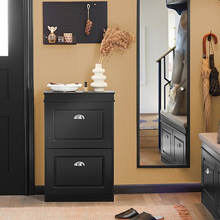 Armoire à chaussures, SoBuy, 2 volets, 68 x 32 x 45 cm, Noir