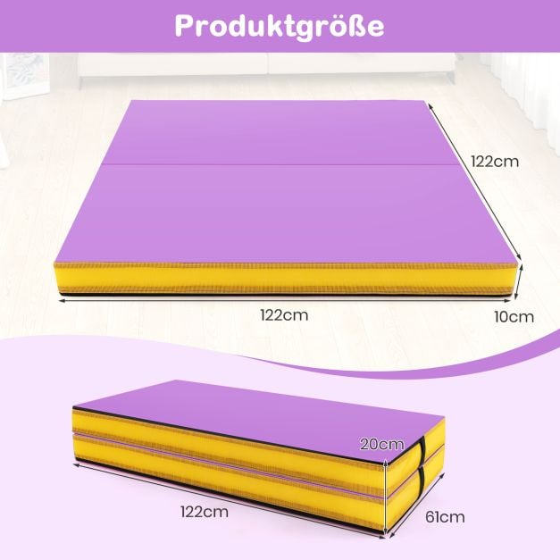 Tapis de gymnastique pliable Coast – 122 x 122 x 10 cm – Mousse EPE – Violet