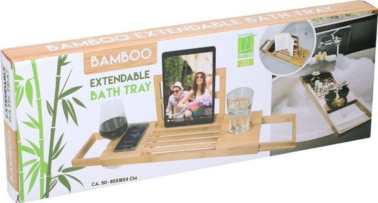 Planche de bain pour le bain - Support de bain - Extensible 50-92cm - Porte-tablette - Bambou