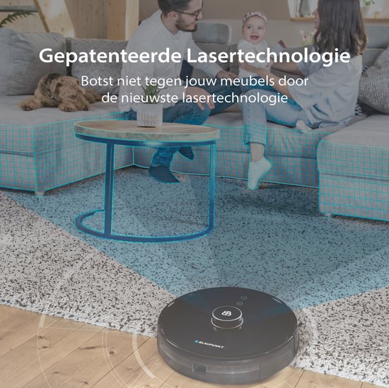 Blaupunkt Bluebot XTREME - Robot aspirateur avec fonction balayage - 3000Pa de puissance d'aspiration - Navigation laser - App et commande vocale
