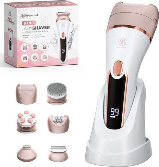 Beeperfect® 6 en 1 rasoirs pour femmes - épilateur - rasoir féminin - tondeuse bikini - rechargeable - étanche - 6 accessoires