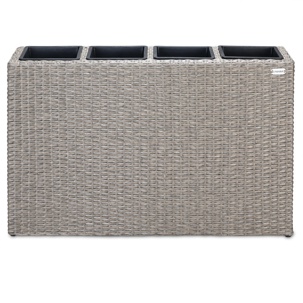 Casaria Boîte à fleurs en polyrotin crème 95x27x60cm