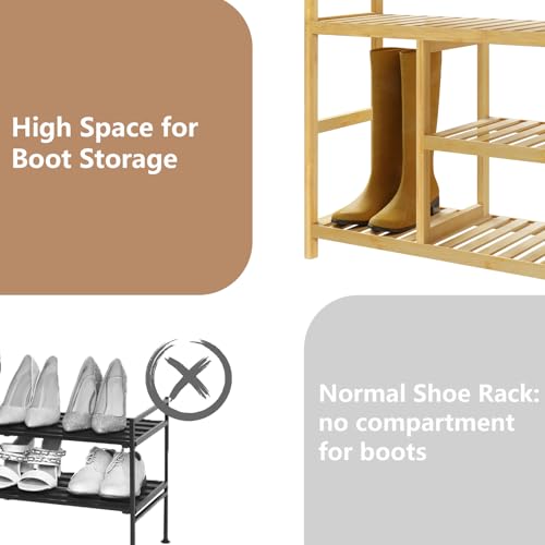 Woltu Shoe Rack 4 Layers - Bamboo Natural - 68 x 26 x 68.5 cm