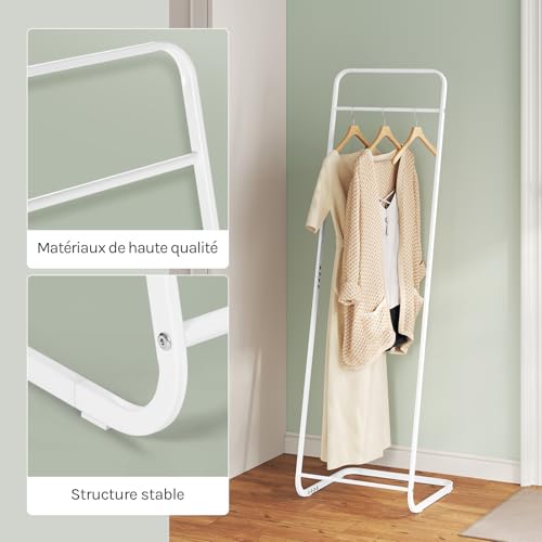Porte-vêtements Woltu avec cadre en métal blanc 40 x 40 x 140 cm