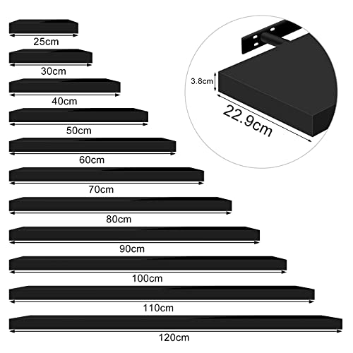 Etagère murale Woltu - Flottante - Noir brillant - 120 cm - Extra forte
