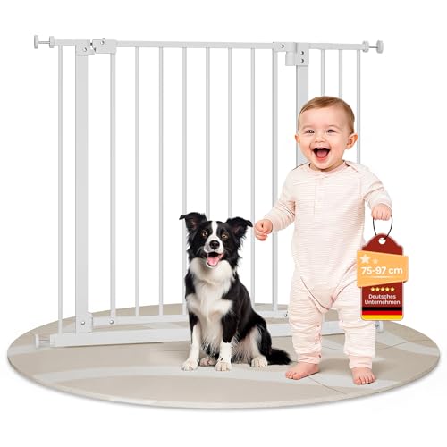 Barrière de sécurité Woltu pour escaliers et portes - blanche - 75-97 cm réglable