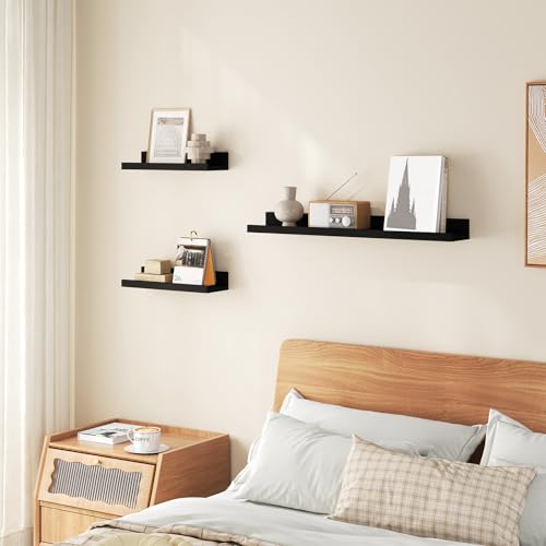 Woltu Wall Shelf Set 3-piece Black - 2x 30x5x10 cm & 1x 60x5x10 cm