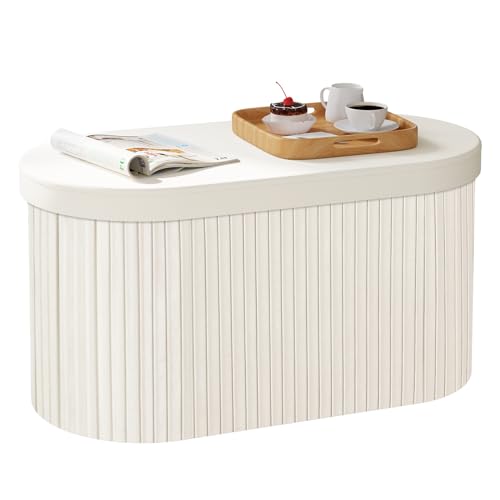 Banc de rangement Woltu avec revêtement en velours doux - Crème - 76 x 38 x 38 cm