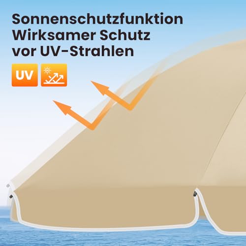 Parasol Woltu - Résistant aux UV et imperméable - Hauteur et angle réglables - Idéal pour balcon, terrasse et plage