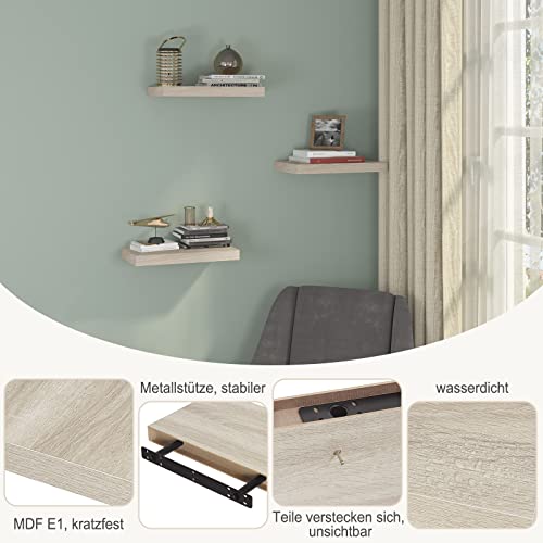 Eugad Wall Shelf 0079QJ - Etagère murale flottante robuste - Chêne Sonoma - 25 cm