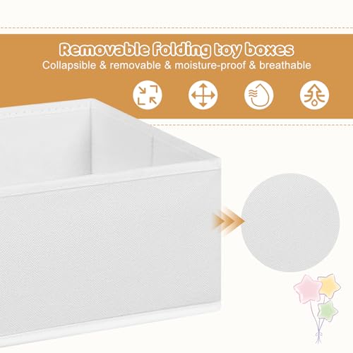 Lestarain Étagère pour enfants avec 9 boîtes de rangement - Meuble à jouets pour chambre d'enfant - Blanc - 63 x 60 x 30 cm