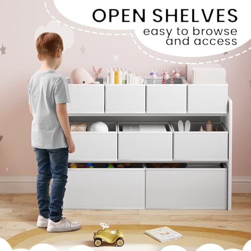Lestarain Étagère pour enfants avec 9 boîtes de rangement Blanc 92 x 60 x 30 cm