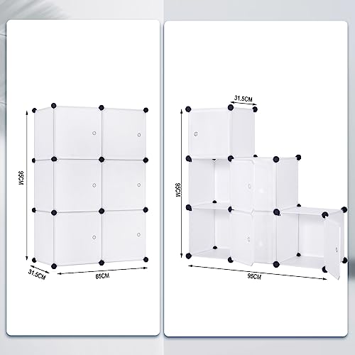 Woltu Armoire de rangement modulaire avec porte - Blanc - 96 x 30 x 96 cm - 6 compartiments